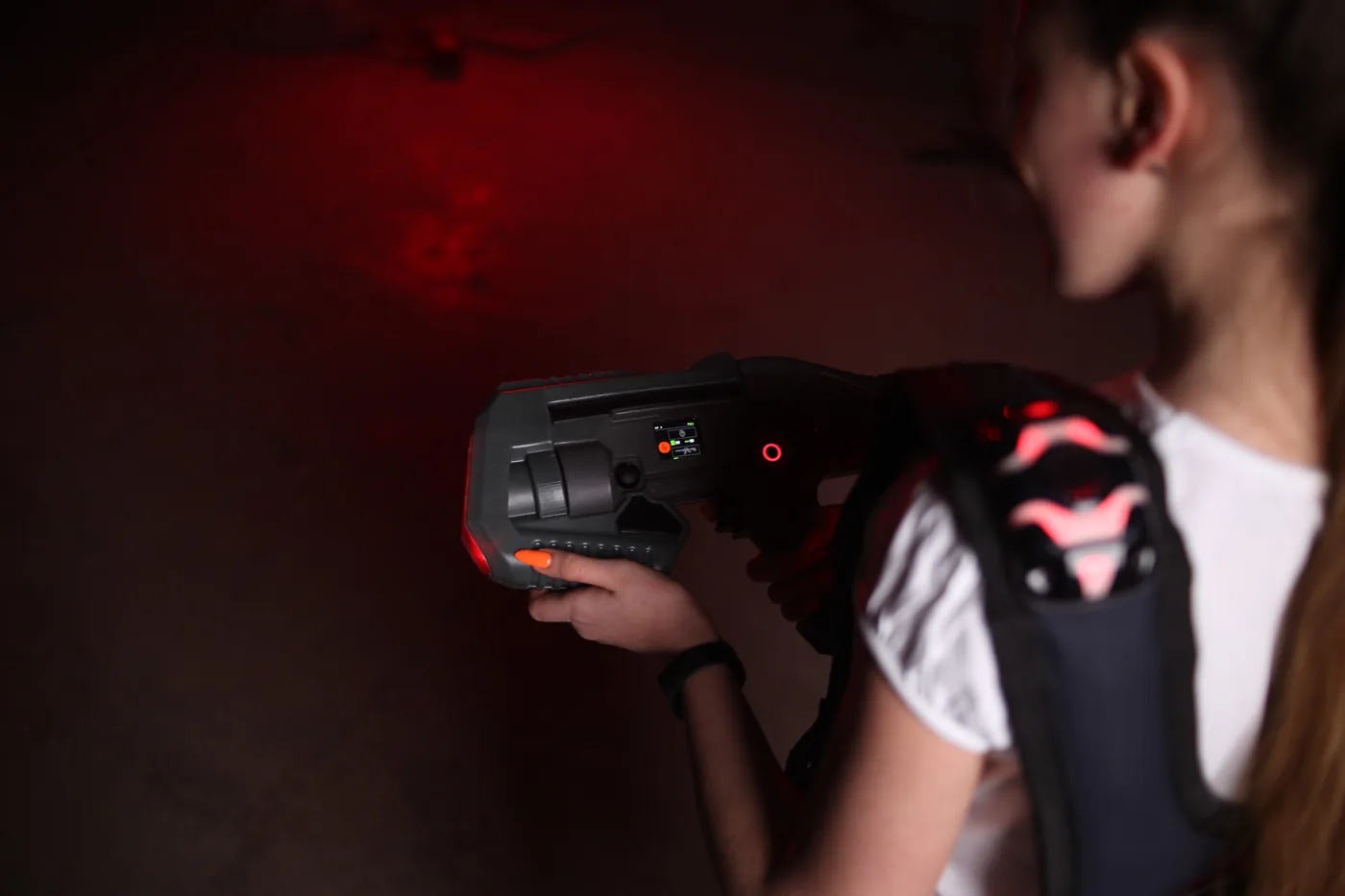 Actiefoto met Galaxy-lasergameuitrusting