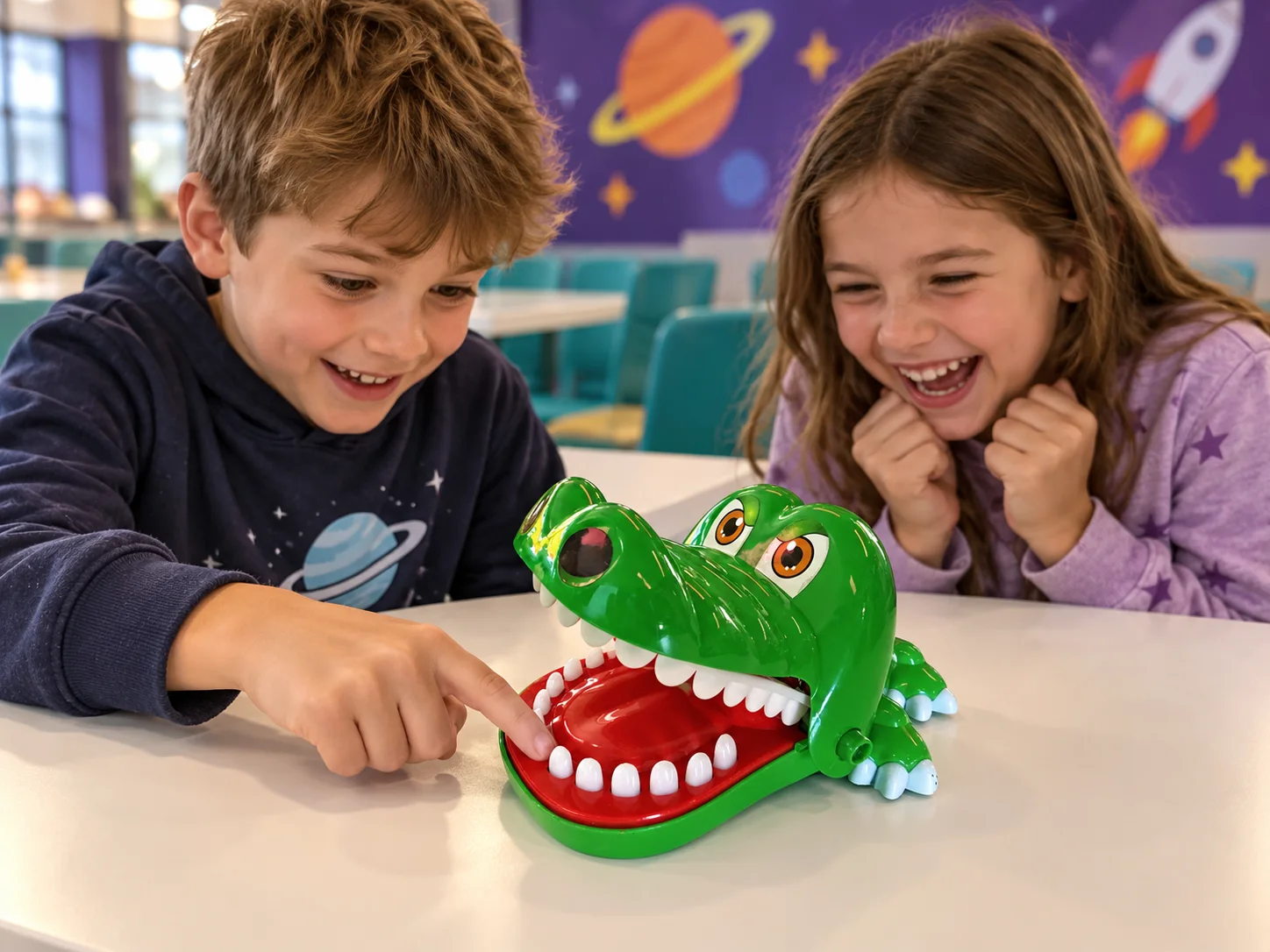 Kinderen spelen het krokodilspel